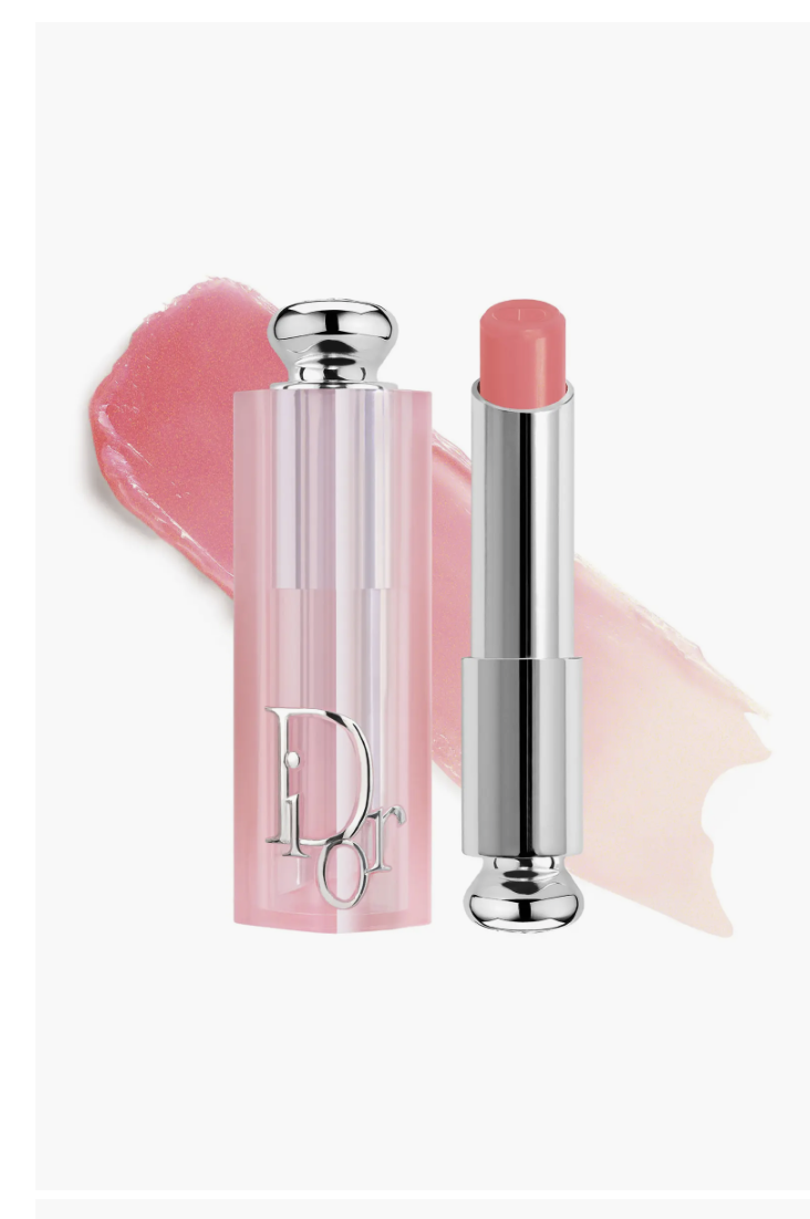 DIOR Addict Lip Glow Balm in 077 Candy with pink case and color swatch