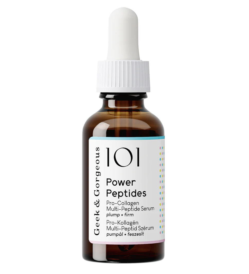 Geek & Gorgeous Power Peptides amber dropper bottle