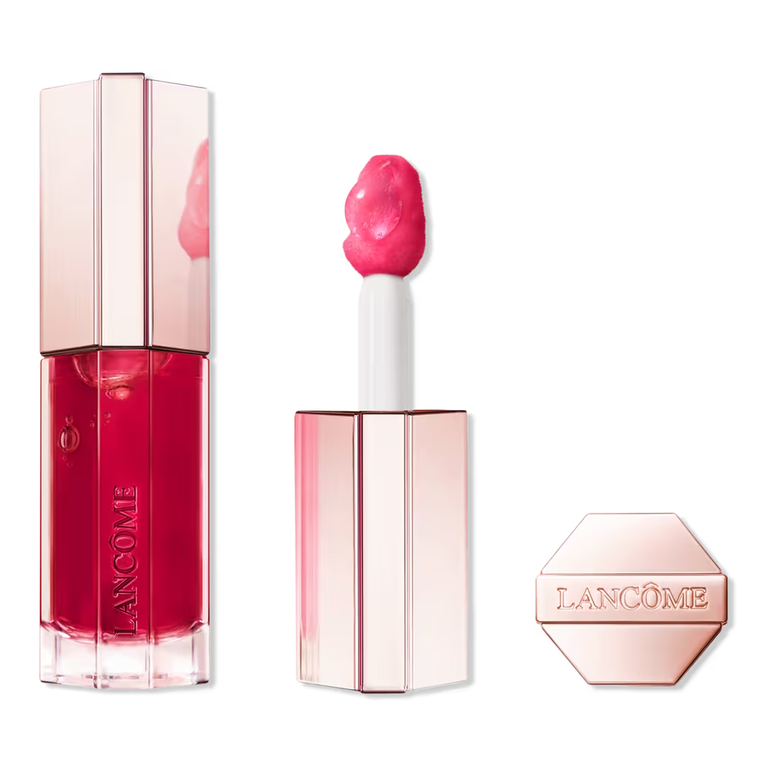 Lancôme Lip Idôle JuicyTreat Oil-in-Gloss in shade 37 Red-Y Or Not with tube, applicator, and cap