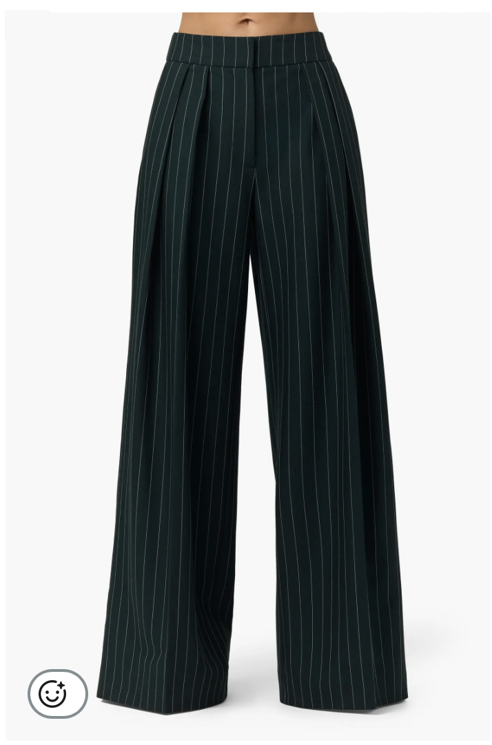 Naked Wardrobe pinstripe pleated wide leg pants in Midnight Navy Teal